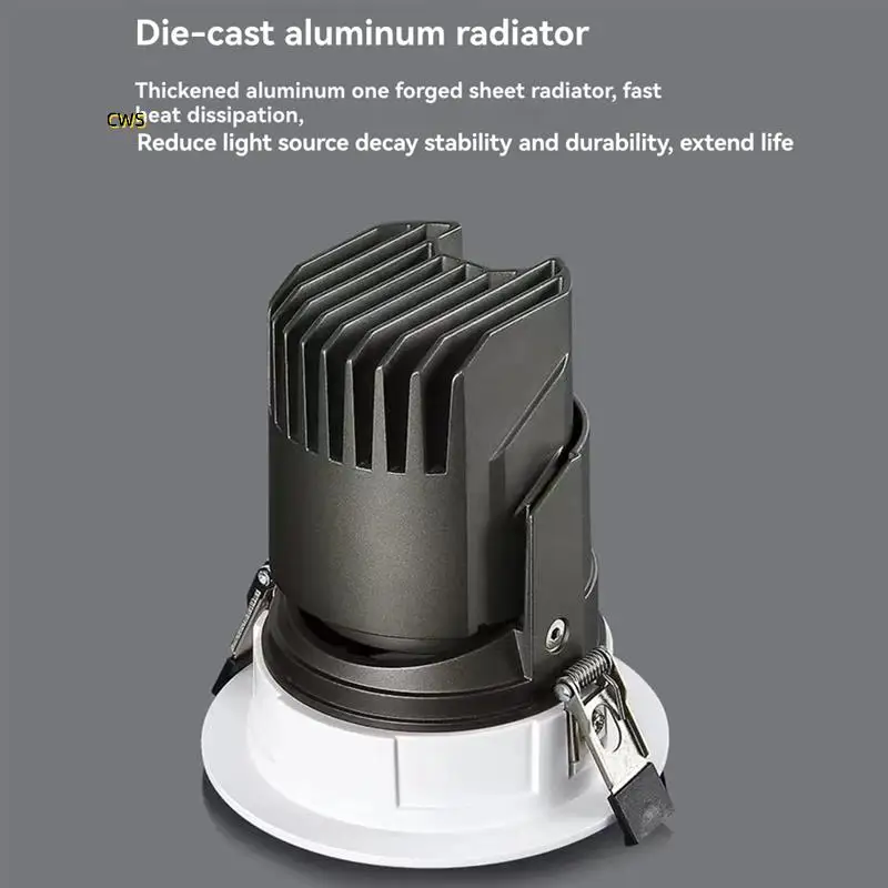 

Deep Anti-Glare LED COB Spotlight 25W Dimmable Recessed Downlight Aluminum For Homes Store Lighting 6000K