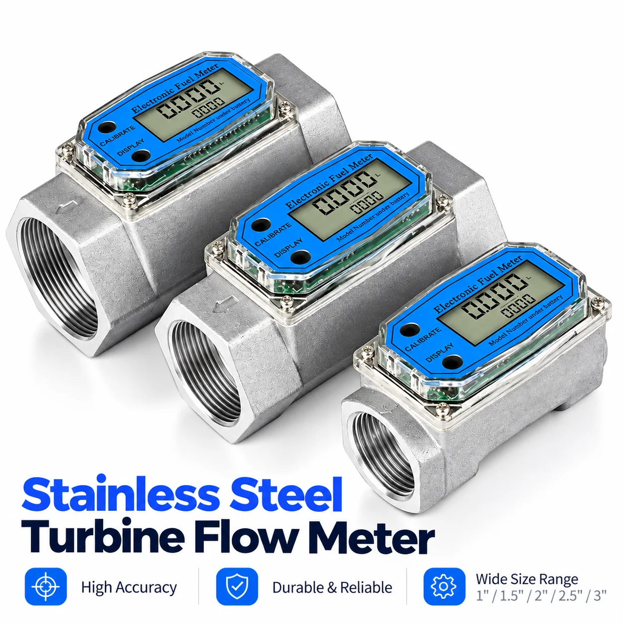 Electronic Turbine Flow Meter 1 1.5 2 Inch Electronic Fuel Flow Meterfor Diesel Water with LCD Display