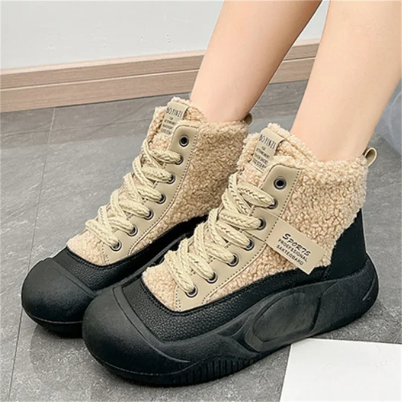 

Women's Winter Ankle Boots New Casual Sports Warmed Skateboard Shoes Woman Platform Plus Plush Snow Boot Footwear Botas Mujer