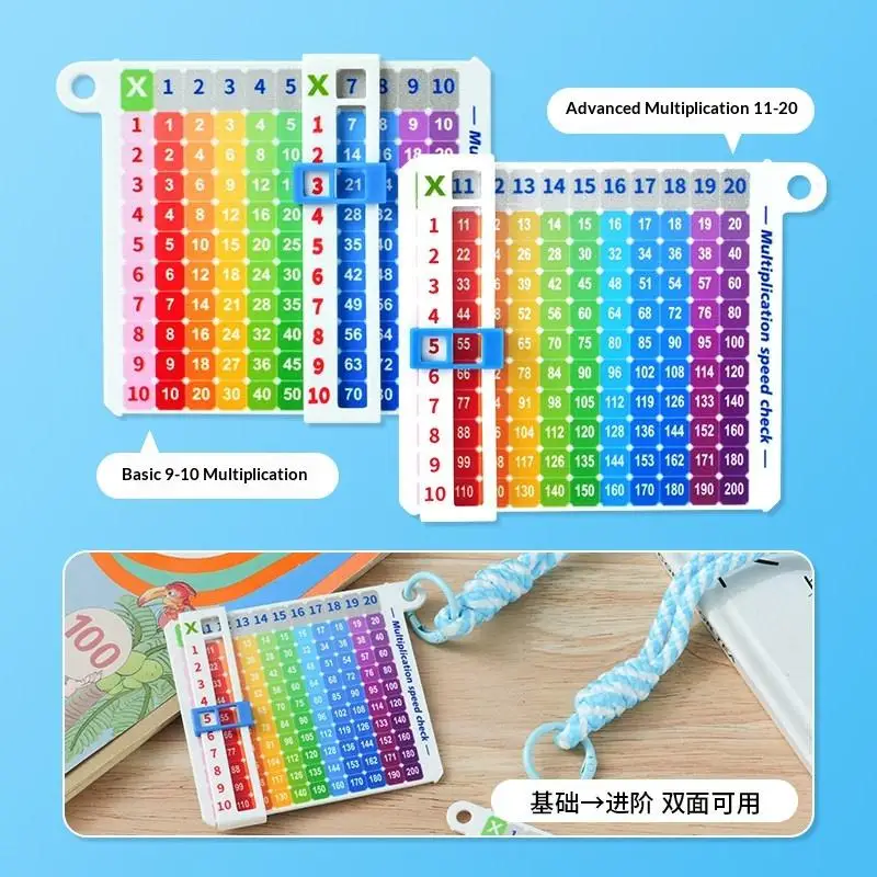 Multiplication Learning Keychain Math Flash Card Portable Cartoon Study Tool For Kids Number Practice Gift