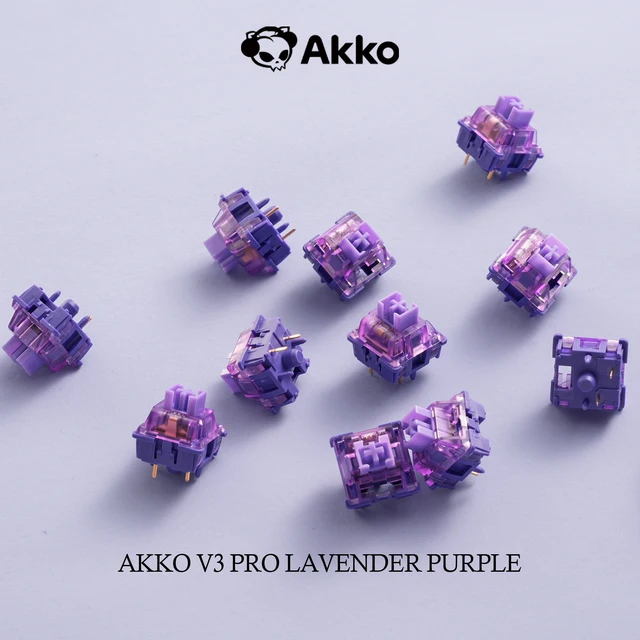 Akko V3 Pro Lavender Purple Switches 5-pinowy przełącznik dotykowy 40gf ze stabilnym, pyłoszczelnym trzonkiem do klawiatury mechanicznej Mx (45 szt.)