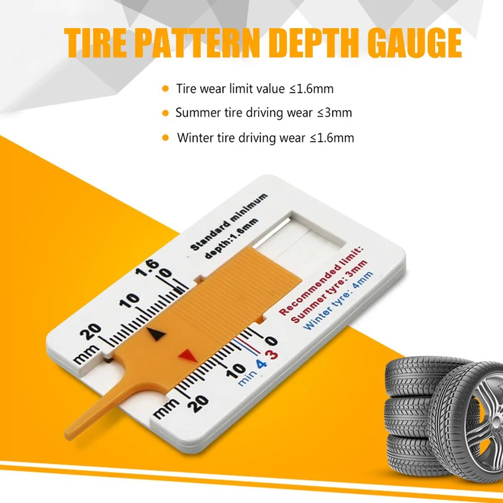 0-20MM Tyre Tread Depth Depthometer Gauge Caliper Plastic Tread Ruler Depth Ruler Motorcycle Truck Tire Wheel Measure Tool