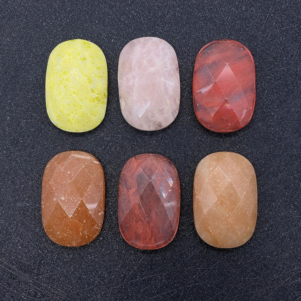 Natural Stone Faceted Rectangle Cabochon Loose Beads Crystal Quartz Agate Ring Cabochon Fashion Jewelry Fit Ring Necklace Making