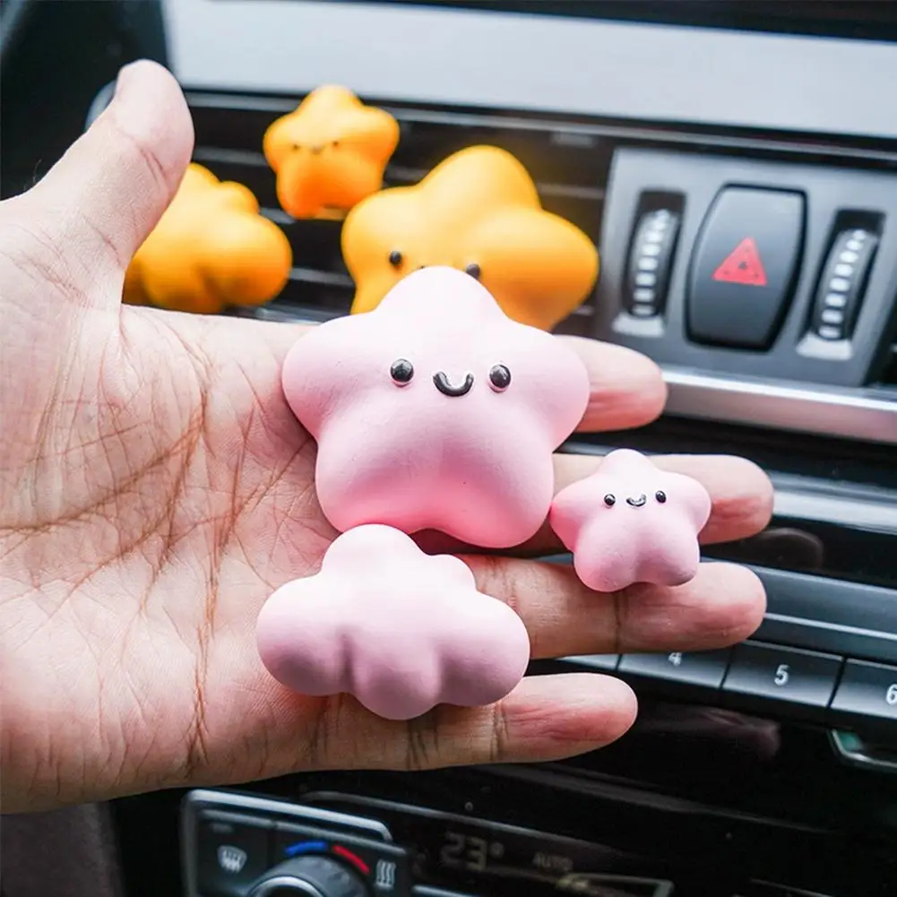 Lucky Star Car Air Vent Clip Cute Cloud Aromatherapy Diffuser StoneCar Interior Decor Ornament For Women Gifts