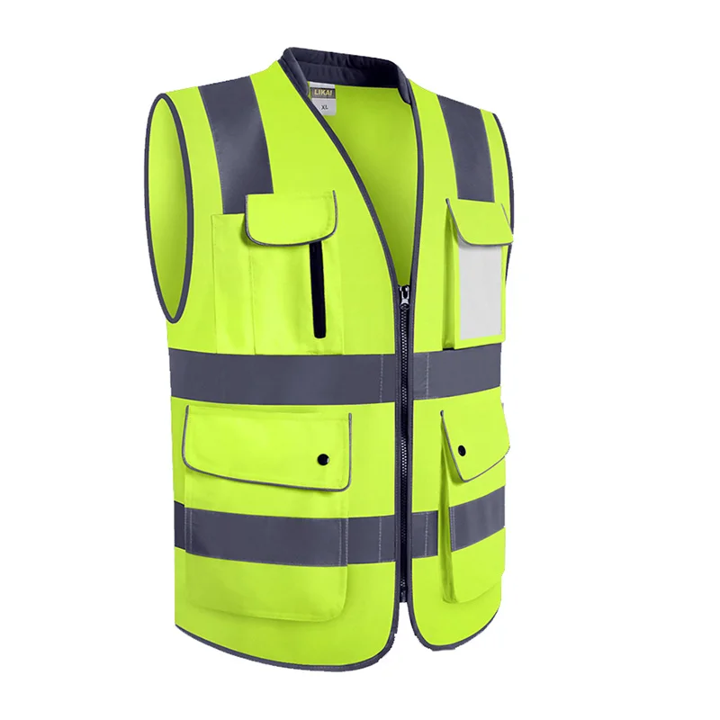 High Visibility Multi Pocket Reflective Safety Vest For Night Riding Reflective Vest