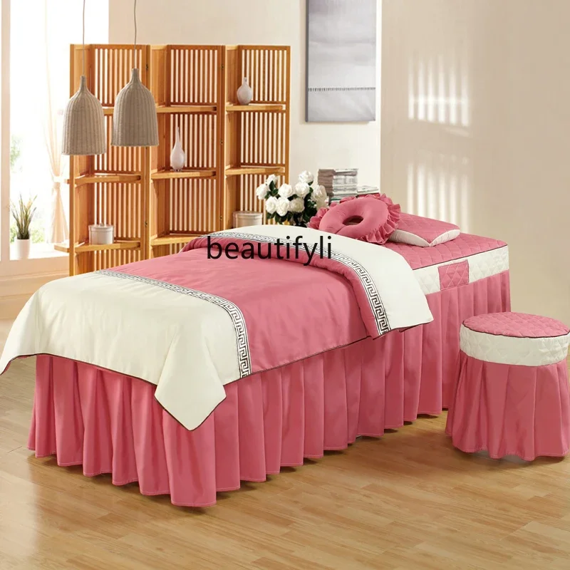 

smt03 Beauty Therapy Bedspread Four-Piece Set Body Massage Massage Mattress Cover Solid Color Beauty Salon Bedspread