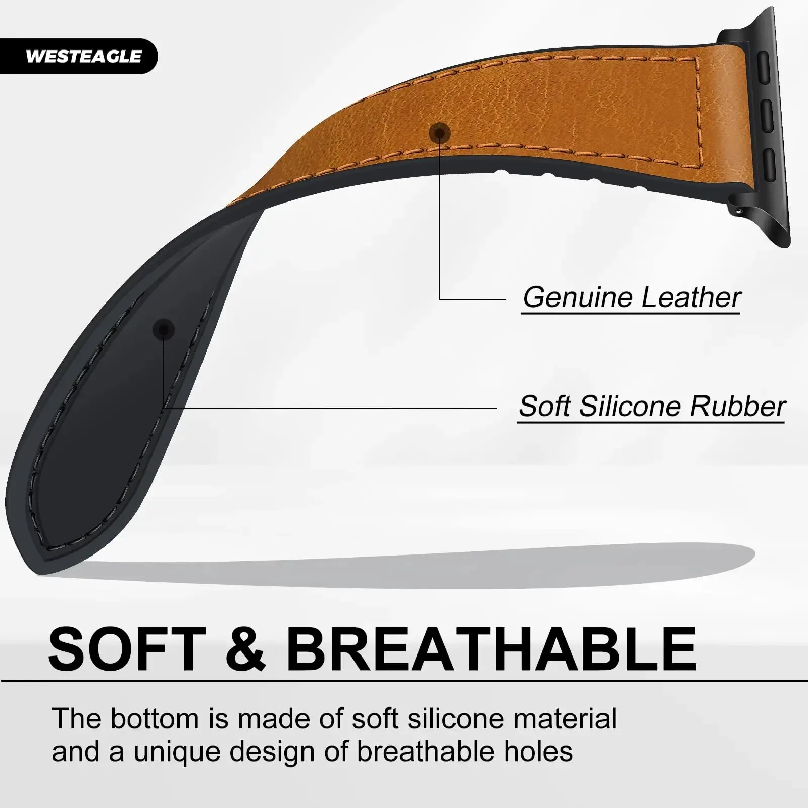 Correa de cuero genuino + silicona para Apple watch band 44mm 40mm 49mm 45mm 41mm hebilla magnética correa iWatch serie 9 SE 8 ultra 2