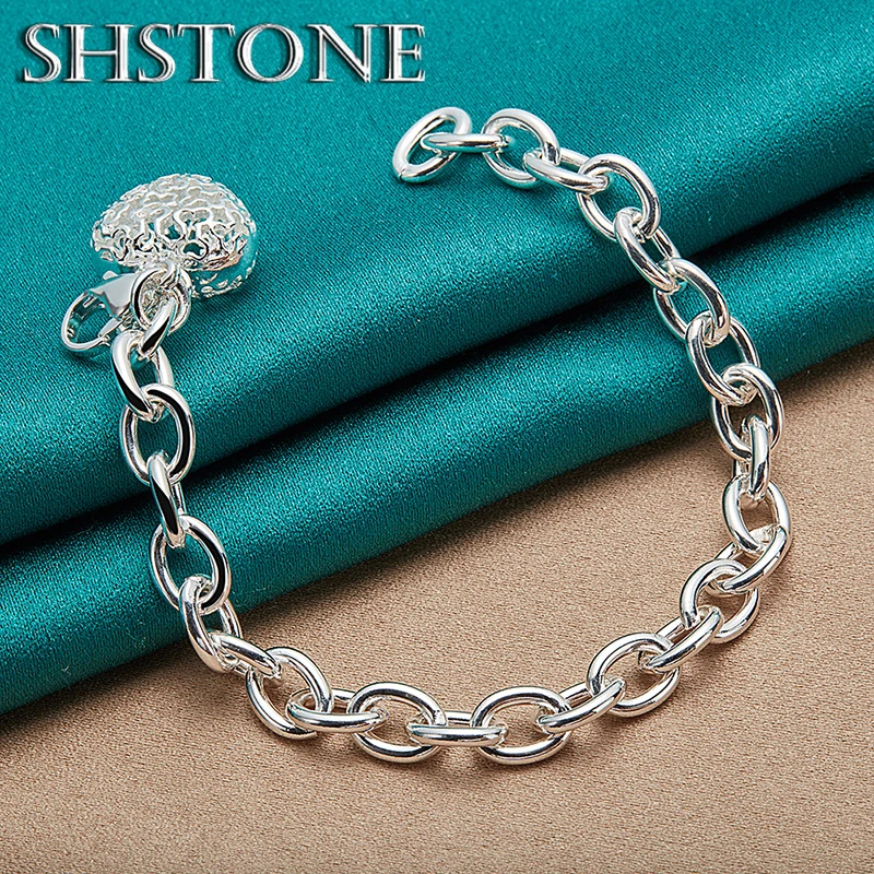 Women'S 925 Sterling Silver Openwork Heart Bracelet Stylish And Charming Jewelry Perfect For Party Weddings And Birthday Gifts
