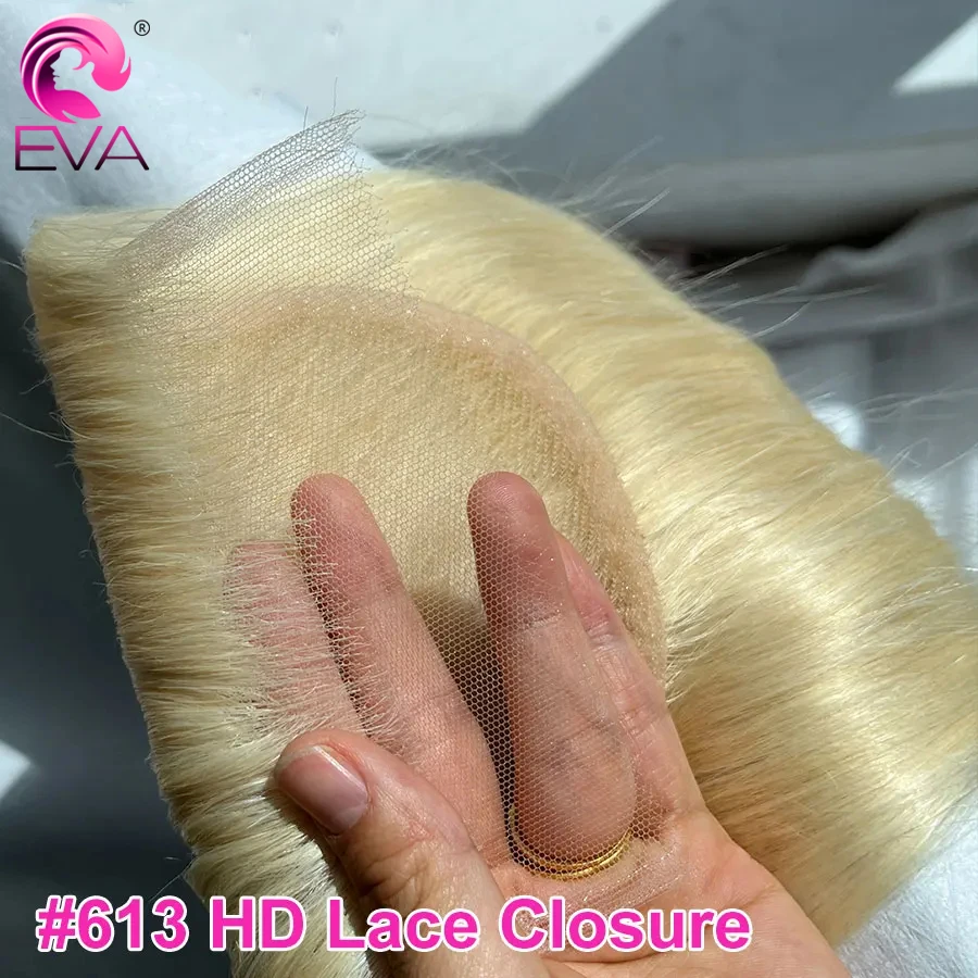 Eva Hair #613 Blonde 13x4 13x6 HD Lace Frontal Only Pre Plucked Small Knots 5x5 HD Lace Closure Melt Skins Human Hair For Women