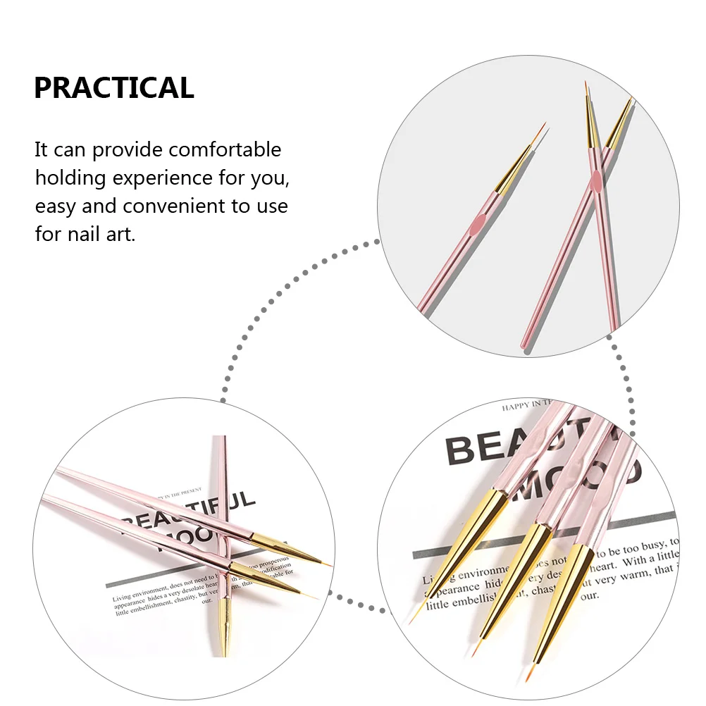 

6 Pcs Rose Liner Fine Tip Portable Manicure Tools Drawing Pens Dotting Brushes Nail Design Supplies Professional Nail