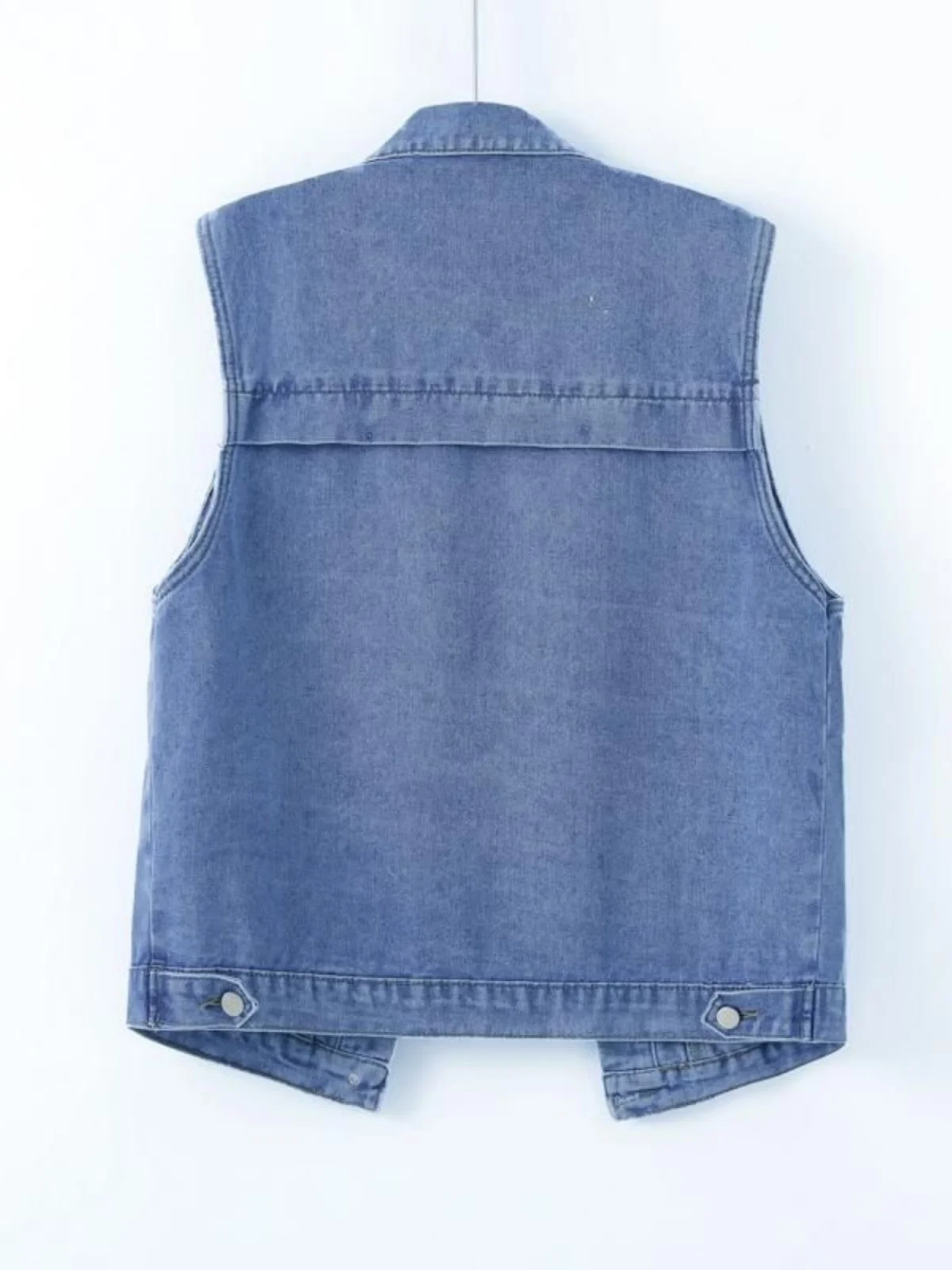 

Loose Women's Denim Vest Large Size Casual Spring Autumn New Style Pocket Detail Fashion Outerwear Shoulder Pad Trendy