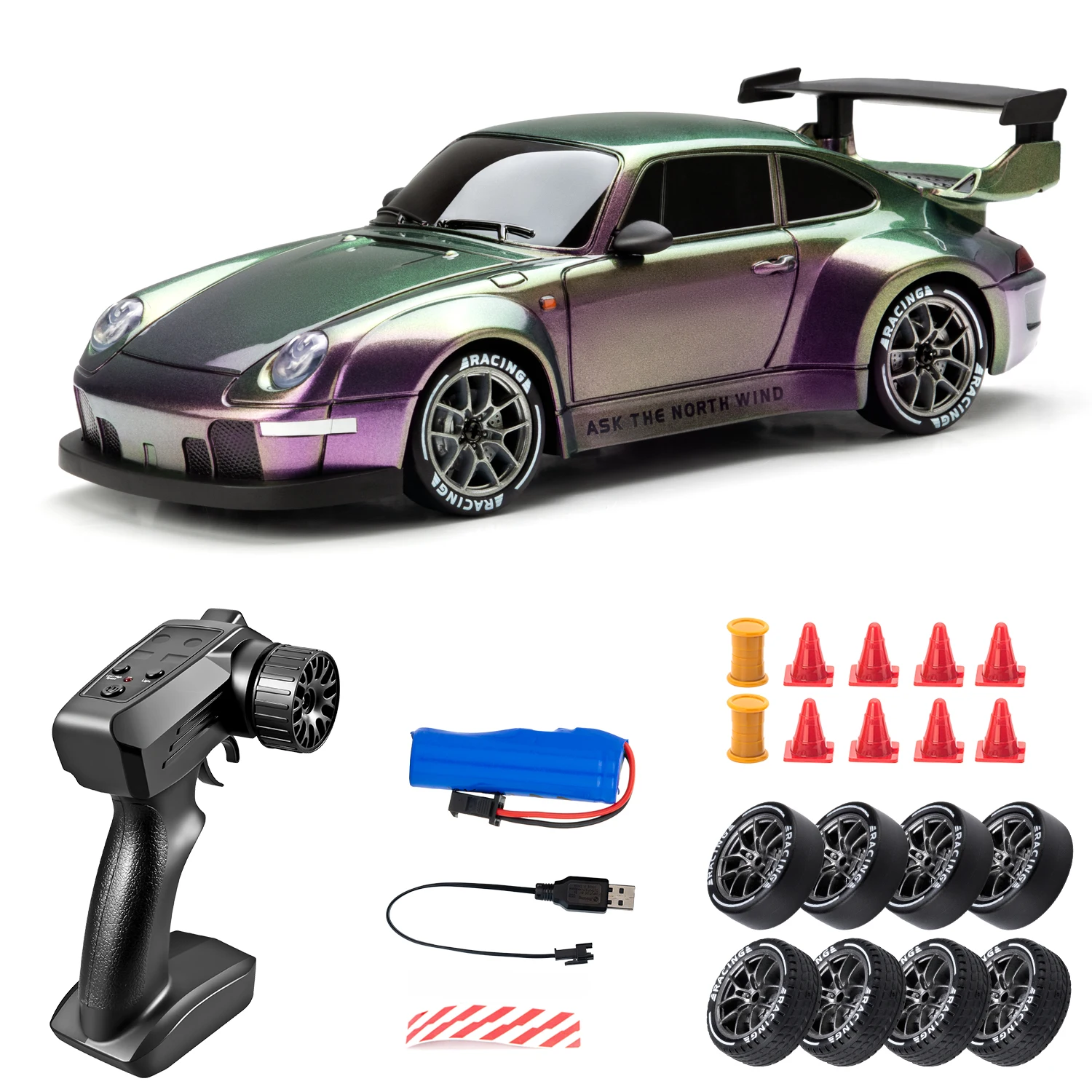 

Professional 4WD 1:24 alloy remote control racing car 2.4g stepless variable speed RC911 toy car