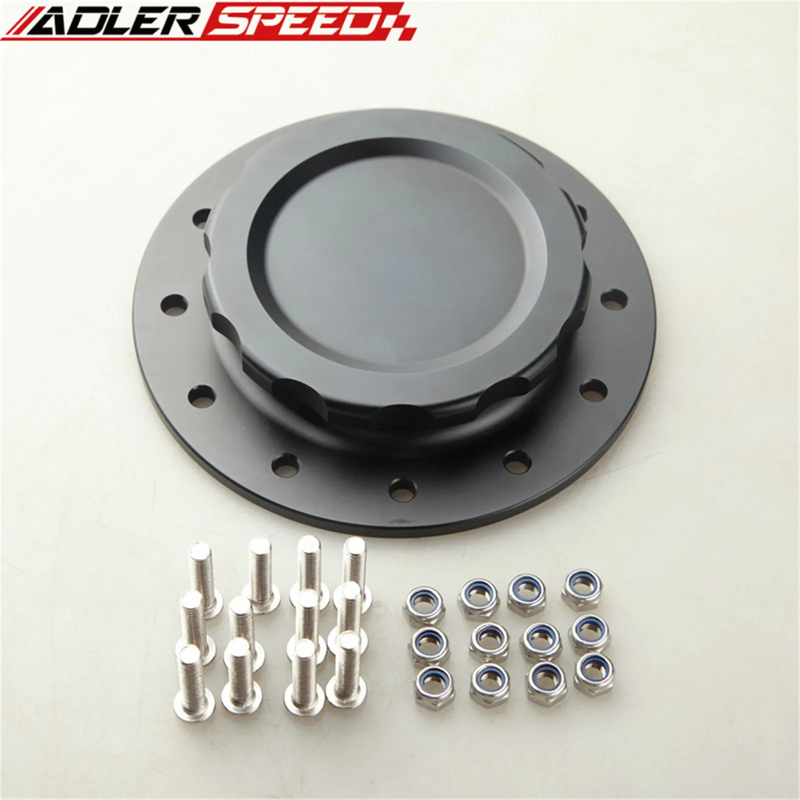 

Billet Aluminum Fuel Cell Filler Cap Assembly For RCI Fuel Cells 4" OD Black / Silver