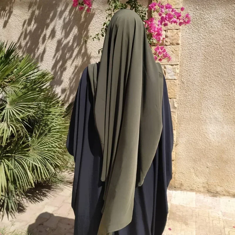 Ramadán largo Khimar con velo Hijab para mujer Tops sin mangas prenda de oración musulmana Abaya Niqab pañuelo Jilbab ropa islámica