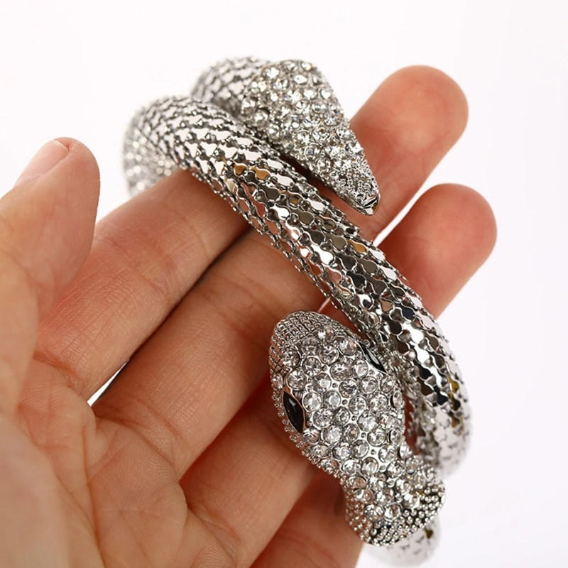 Snake Choker Necklace Retro Adjustable Snake Shape Collar Necklace Curved Design Rhinestone Halloween Jewelry for Drop Shipping