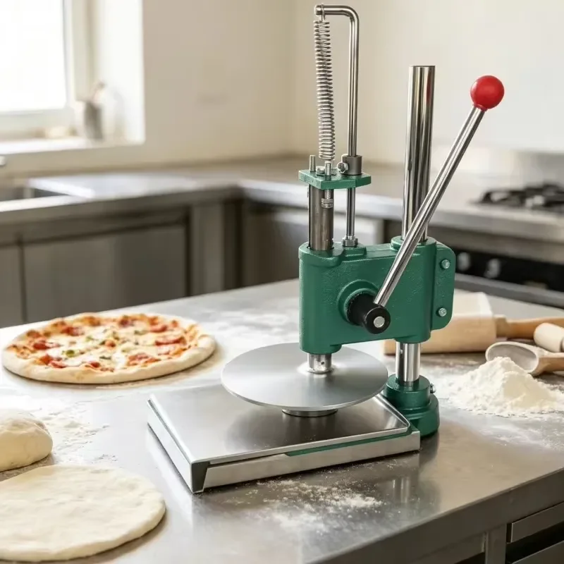 Manual Pizza Dough Press Machine Commercial Tortilla Maker for Bakery Kitchen Use Heavy Duty Stainless Steel Flatbread Shaper