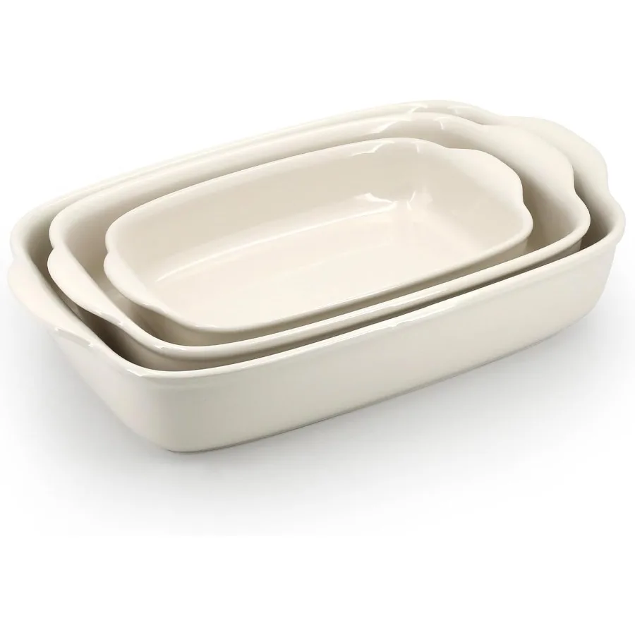 

Набор из 3 керамических форм для выпечки, сверхмощная духовка, безопасная керамическая посуда, глубокие прямоугольные формы для запеканок для лазаньи и выпечки, высокий нагрев