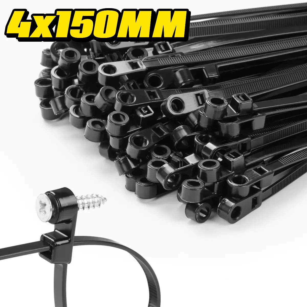 Nylon Kabelbinder met Schroefgat, Herbruikbaar en Vast, Zelfsluitende Kabelbinder, Instelbare Bevestigingsbanden, KantoororganizerKabelbinder met SchroefgatZelfsluitende