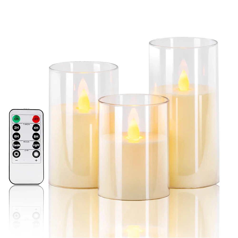 LED-verlichting elektronische kaarsen LED-kaarsversieringen acrylkaarsen complete set timers met afstandsbediening Kerstmis en bruiloft
