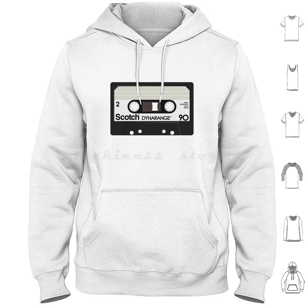 Cassette Scotch Dynarange 90 Sudaderas con capucha Manga larga Cassette Retro Video Música Vaporwave Synthwave 80s 1980s Estéreo Scotch