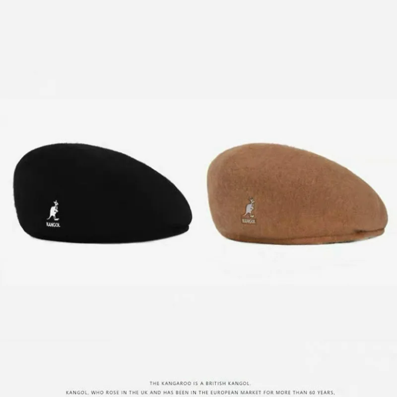 Autumn Winter Wool Kangaroo Beret Hat Women  Color Painter Hats Korean Style Versatile Forward Cap Japanese Style Warm D...