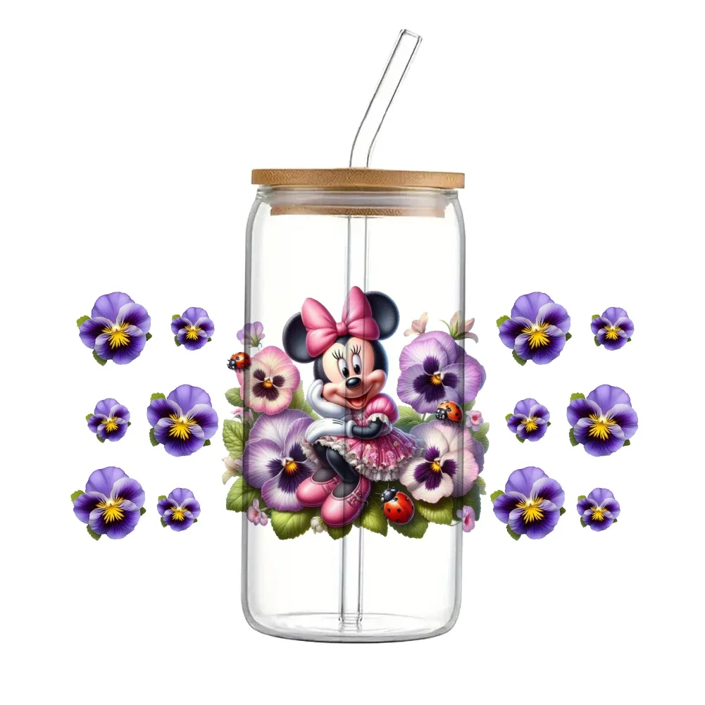 Disney Mickey UV DTF Wraps DIY For 16oz Glass Cup Waterproof Decals Ready To Ship Coffee Cup Sticker