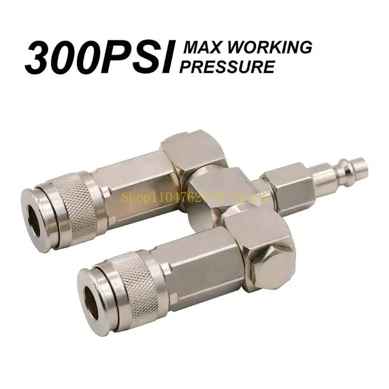 2-Way Air Manifold-3Port Industrial Pneumatic Air Compressor Quick-Connect Socket Swivel-360Degrees Air Hose-Splitter best sale
