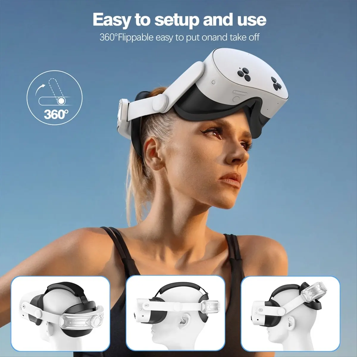 giftnew VR Head Strap for Quest 3S Elite Strap Enhanced Support and Comfort , Meta Quest 3S Head Band VR Accessories Silver