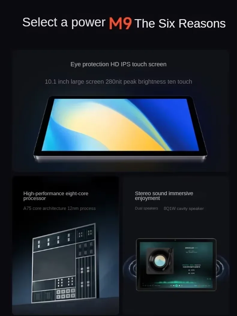 2025 Lenovo ERAZER M9 10.1 "แท็บเล็ต 4G การสื่อสารเครือข่ายแบบเต็มรูปแบบ TUV หน้าจอ IPS GAMING Office Entertainment