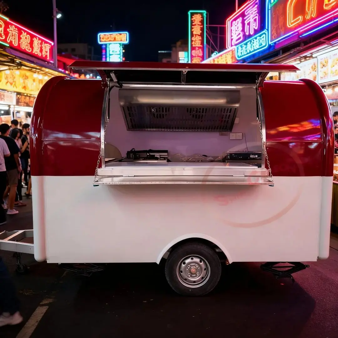 

Ins-Style Color-Block round Retro Mobile Food Cart Outdoor Trailer for Internet-Famous Check-In Stall Business