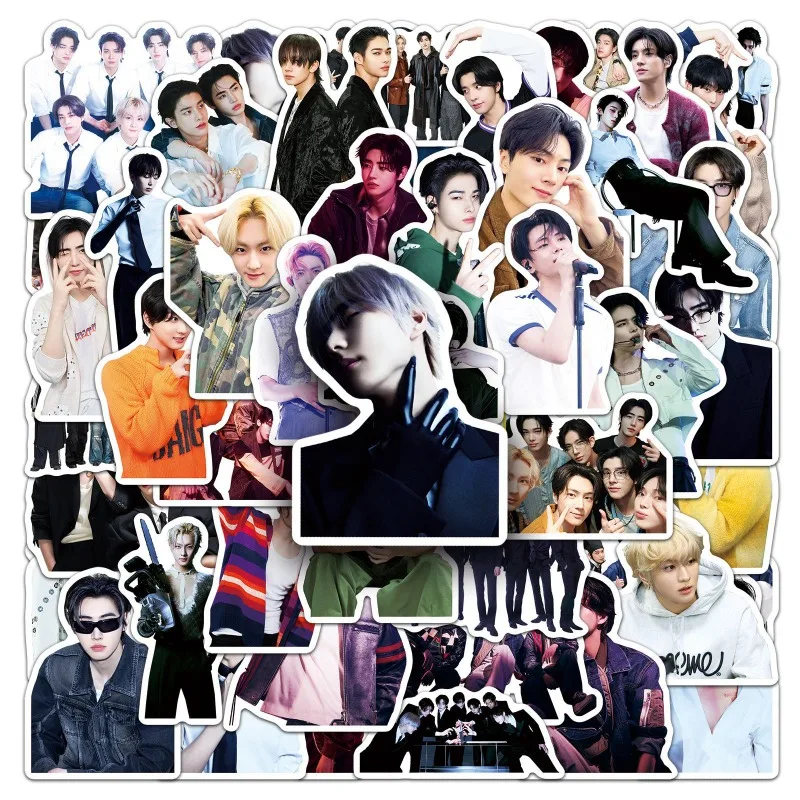 Pegatinas de cantantes de grupo para niños, calcomanías de dibujos animados de Jungwon, monopatín DIY, portátil, teléfono, equipaje, pegatina de estrella, juguete para regalo para niños, 10/50 Uds.