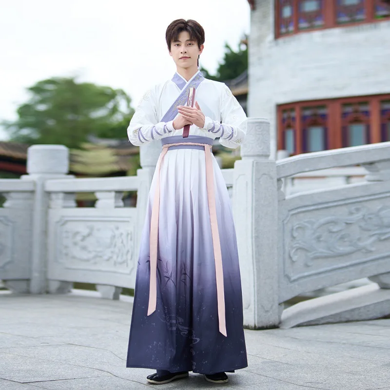 Conjuntos de vestido Hanfu tradicional chinês para homens, antigo vestido Hanfu da dinastia Han, Casais Carnaval Cosplay Traje, Robe Performance