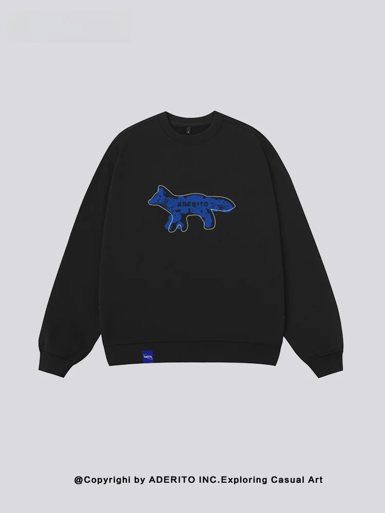 

Thiened round Ne Sweatirt ex Loose Casual Top Retro Sle for Autumn And Winter Men's Women's Couple's Clothing