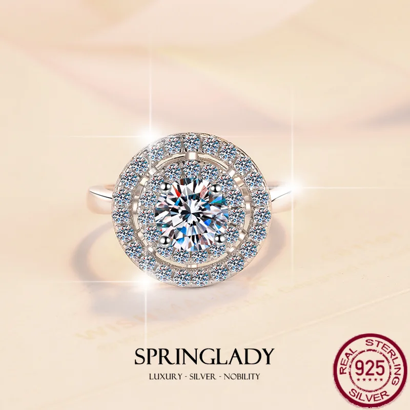 

New moissanite ring S925 pure silver ring luxurious high-end feeling ring 1 carat GRA wedding jewelry