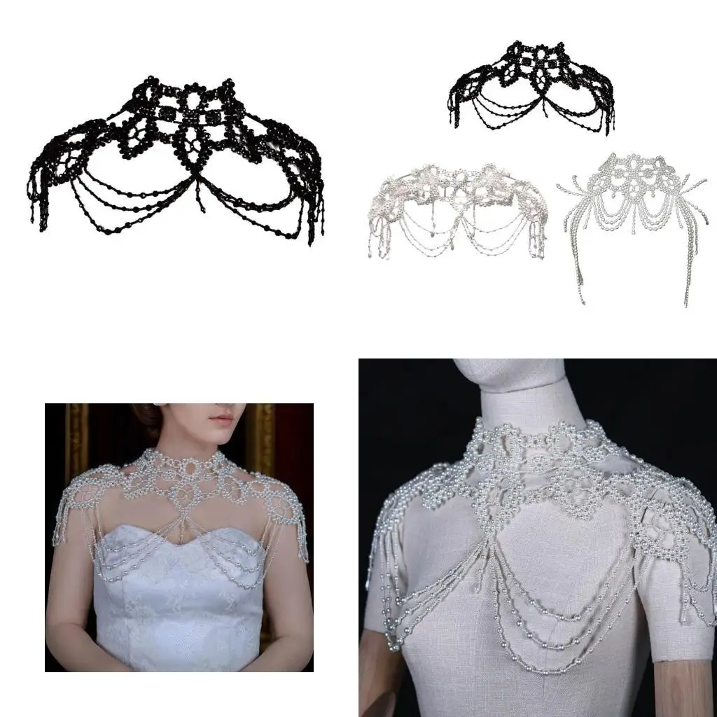 

R1WE модная шаль с жемчугом и цепочкой носимые бисерные украшения на плечо для современных женщин