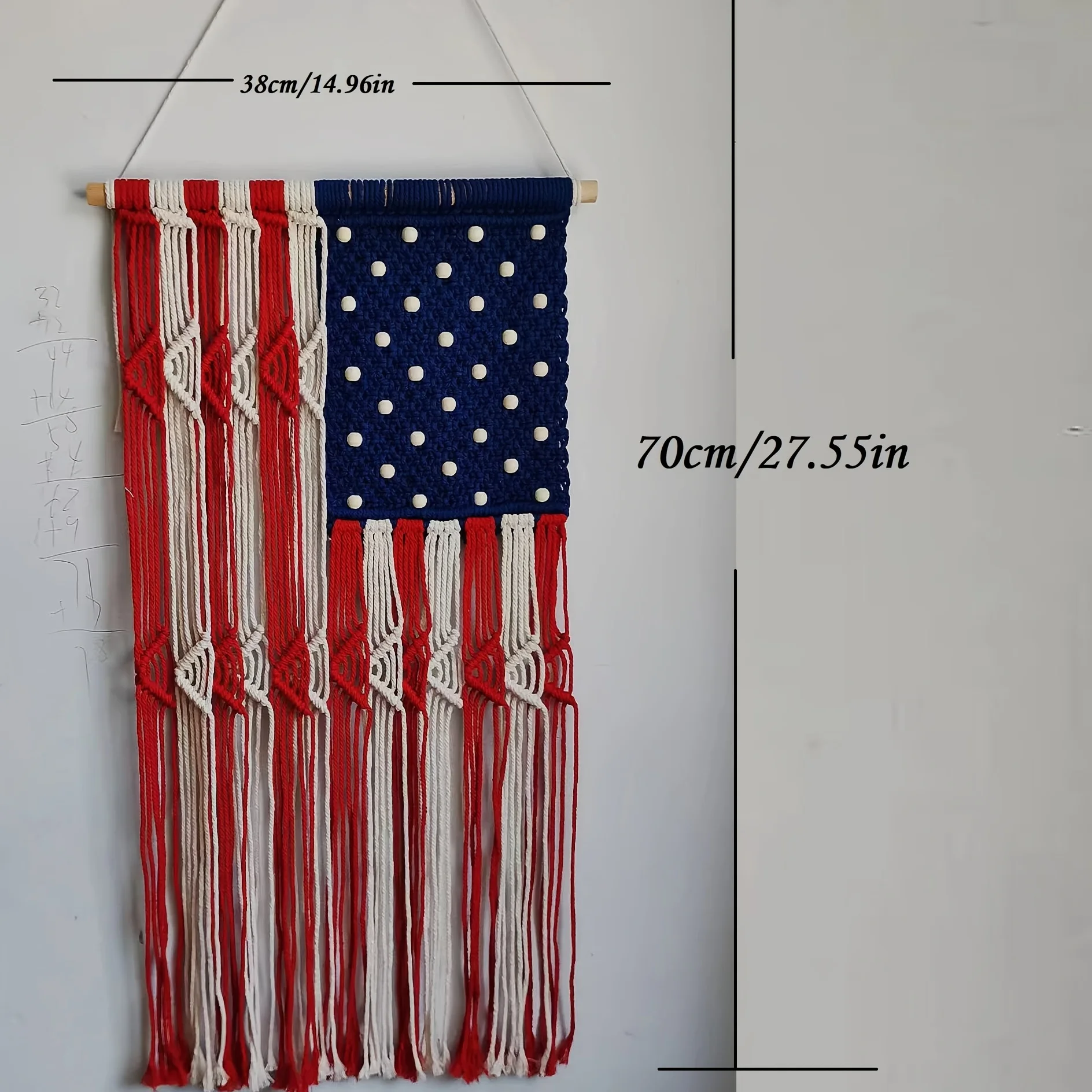 1pc Macrame Tapestry American Flag Boho Patriotic Decor Wall Art Decor Wall Hanging For Living Room Bedroom Home Decor