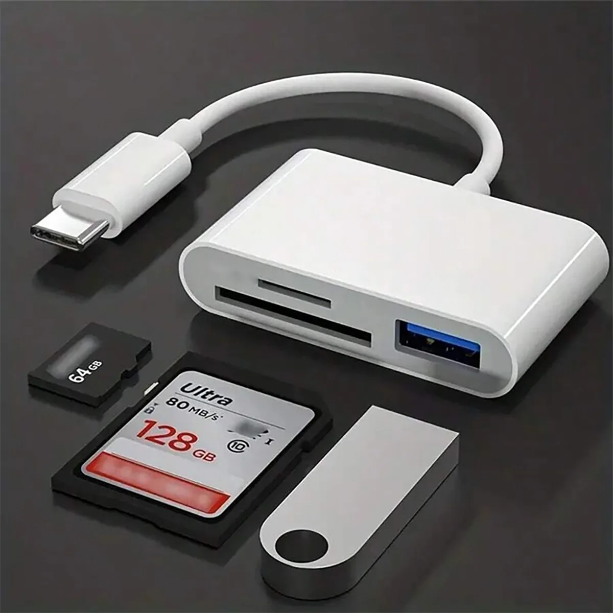 3-in-1 Multifunctional Type-C Card Reader, Suitable for Computer and Mobile Phone/SD/USB Connection