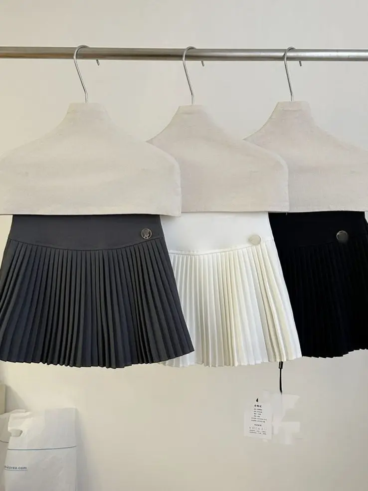 Jupe trapèze plissée taille haute pour femmes, flatteur, assortie avec tout, empêche l'exposition, fermeture éclair latérale, nouvel arrivage été 2025