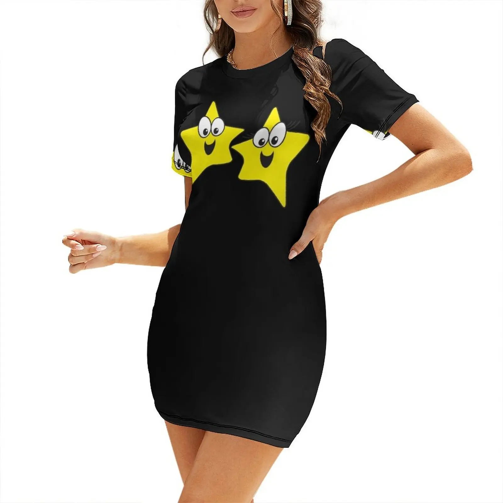 

Gemini Stars Only Short Sleeved Dress women's clothing korea stylish Women's dress