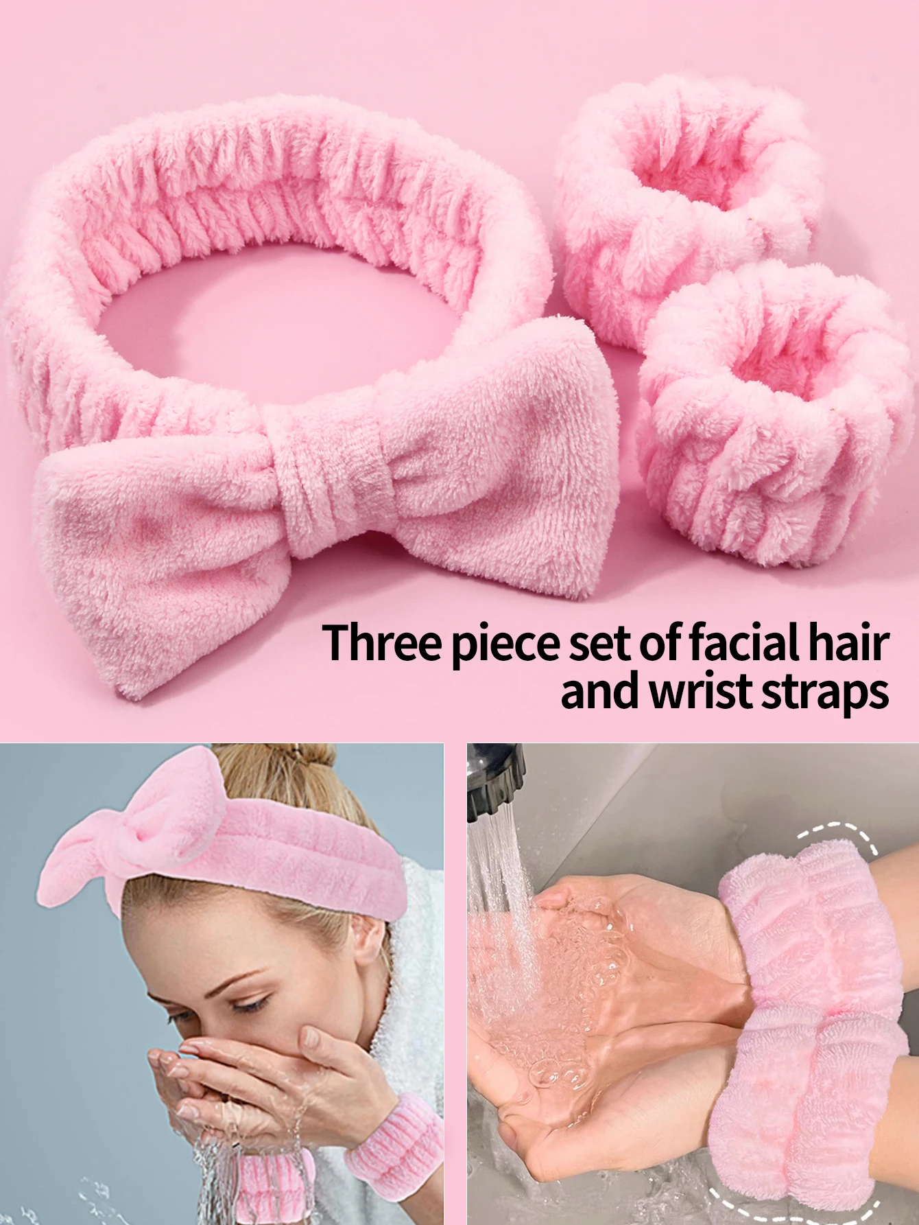 Roze Serie Make-Up Tools Kit Feest Make-Up Borstels Blender Sponzen & Opbergtas, Strik Hoofdband Polsbandjes