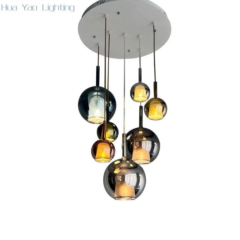 

Fashion Luxury Home-Appliance Colorful Glass Ball Hanging Chandelier 2025 Living Room Bedroom Decor Lighting