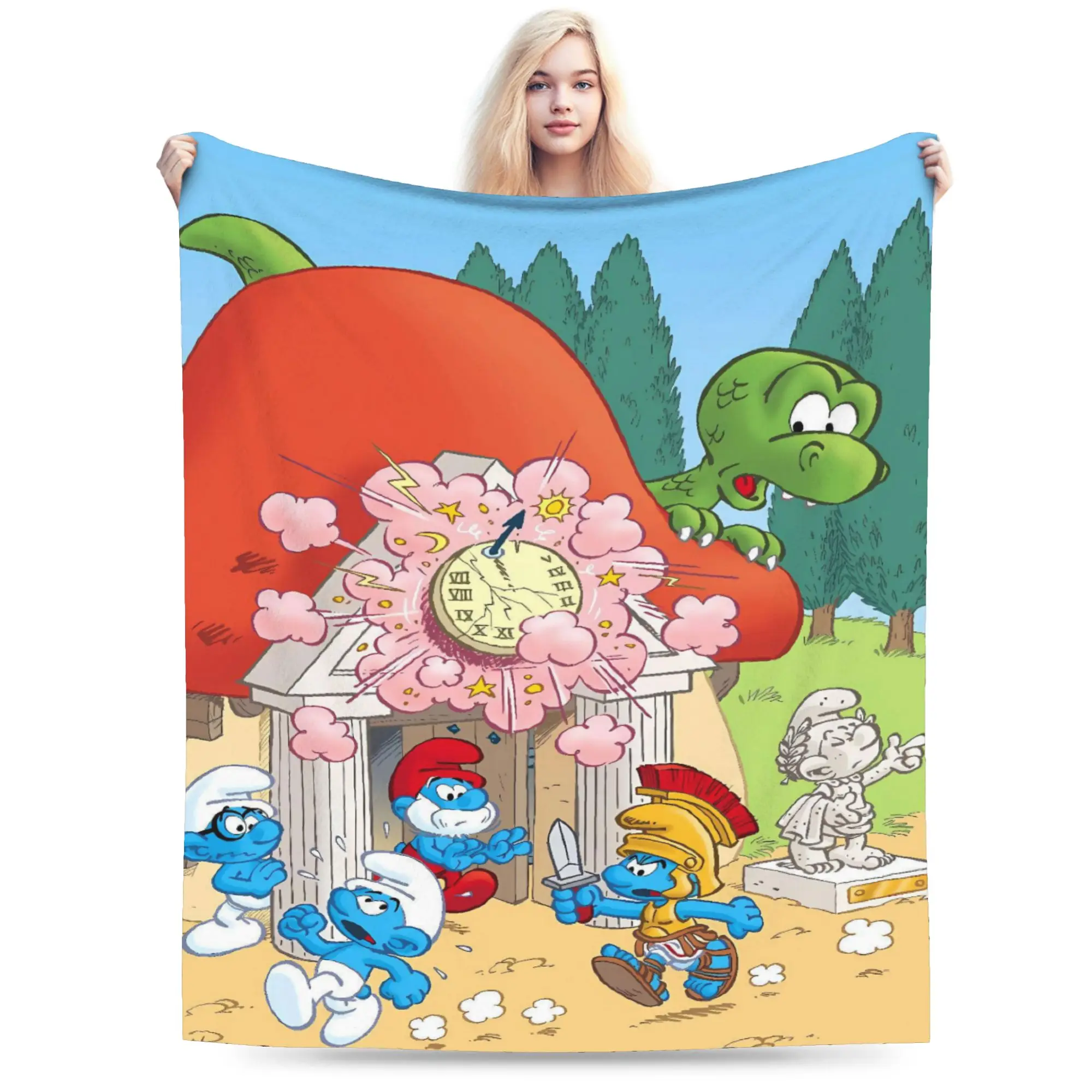 

The S-Smurfed Blanket Super Warm Street Trend Plush Bedding Throws For Child Home Decor Flannel Bedspread Bed Cover