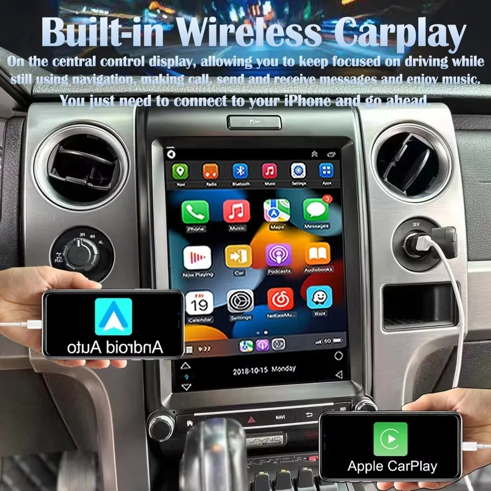 

GPS-навигация для Ford F150 2013-2015 с CarPlay, Android Auto, HD-сенсорным экраном и мультимедийной информационной системой
