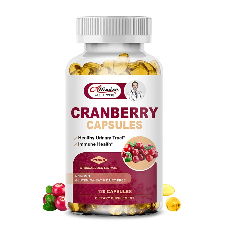 Alliwise Cranberry Capsule with VitaminC Supports Urinary & Immune Health, Bladder Control, and Promotes Healthy Kidney Function