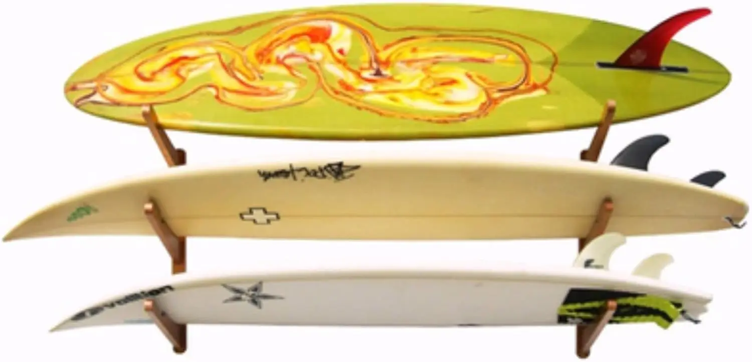 

Surf Wooden Surfboard Wall Mount for Surf Boards, Snowboards, Skateboards, Triple Tier Surf Board