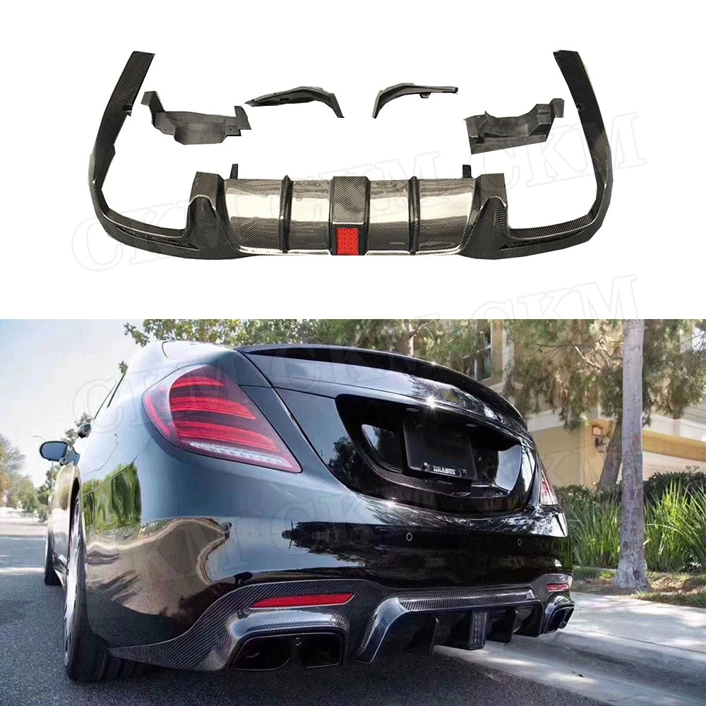 

Carbon fiber Material Rear Bumper Diffuser With Tail Throat Part for Mercedes Benz S Class W222 S63 S65 AMG B style 2018 2019