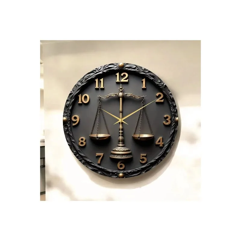 Horloge murale ronde colorée classique sur le thème de l'avocat avec design en bois, mouvement silencieux, taille 45x45 cm
