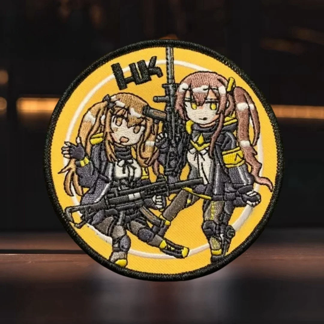 Girls Frontline UMP 9 and UMP 45 Airsoft Morale Tactical Patch HK Embroidered Hook Loop Patches for Clothing & Backpack Stickers