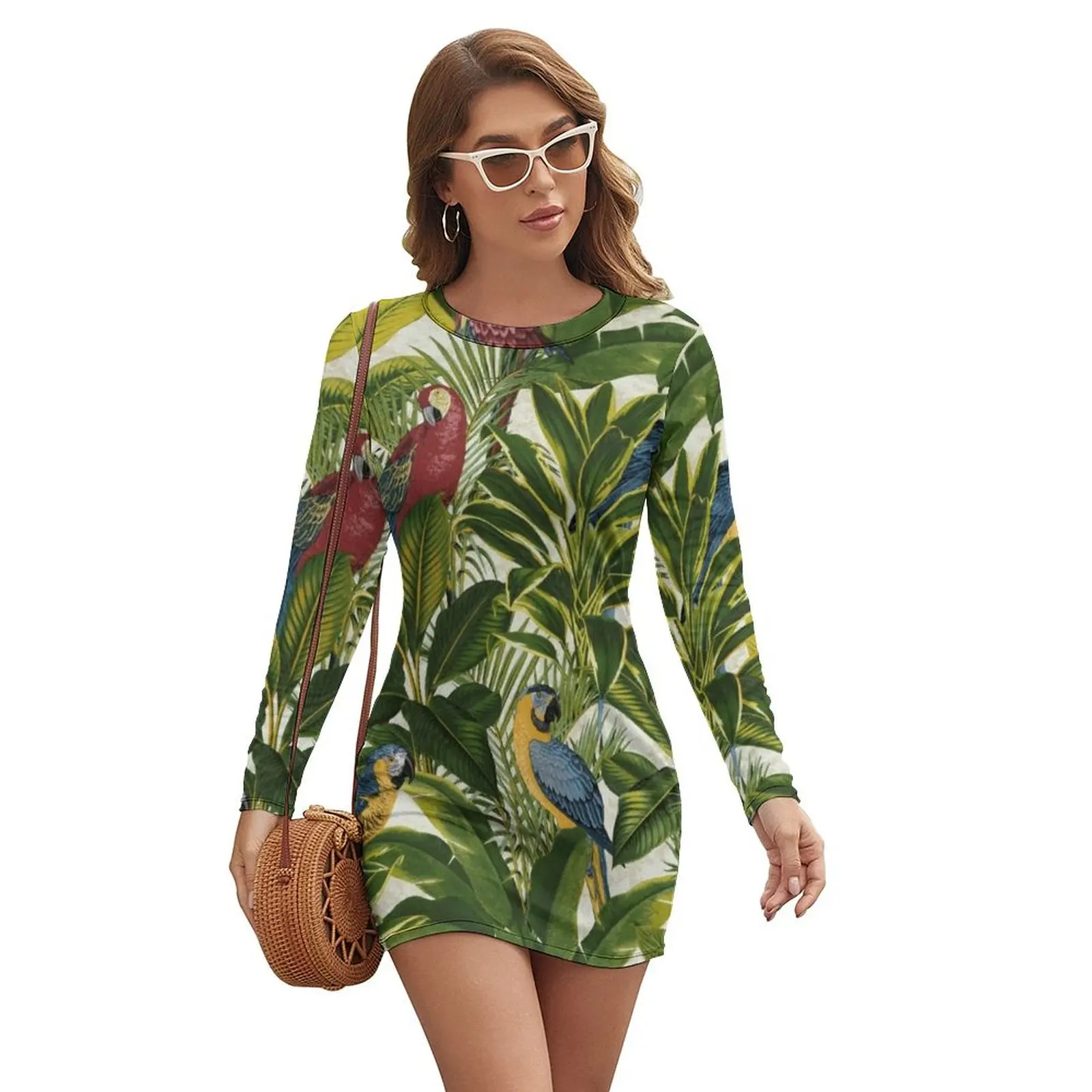 

Jungle Parrot Pattern Long-sleeved Dress dresses summer women's evening dress 2024