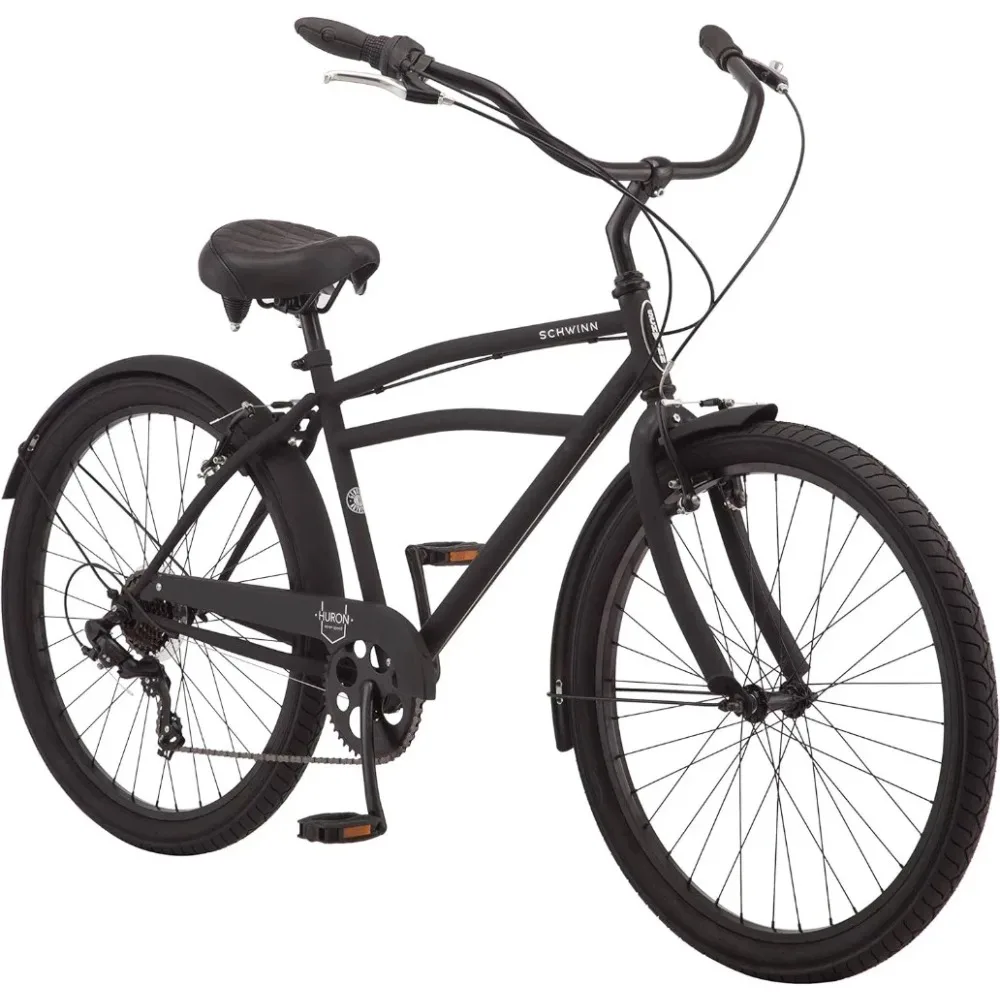 

Huron Adult Beach Cruiser Bike, 17-18-Inch Steel Frame, Wide Wheels for Stability, Rear Coaster Brakes, Multiple Speed Options